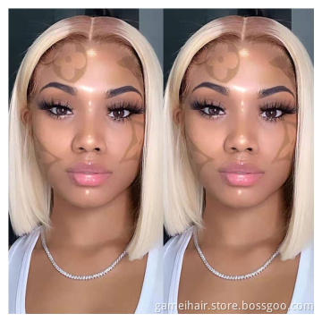 Transparent HD 613 Ombre Bob Half Lace Front Wig Human Hair Blonde Human Hair Full Lace Wig Blonde 613 Hd Lace Frontal Bob Wig
